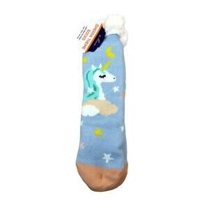 Compass NWT Sherpa Theme Unicorn Socks One Size Pink Blue Warm Non Slip